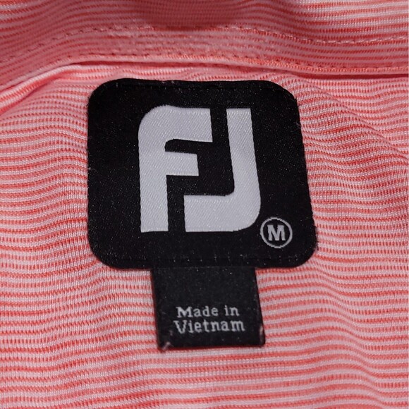 FootJoy ProDry Lisle Salmon Pink White Stripe Golf Staff Polo Logo Stretch NWOT - Picture 13 of 16